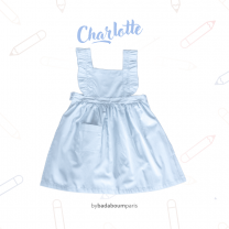 Tablier d'école "Charlotte" bleu ciel